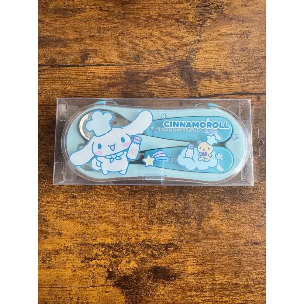 Sanrio Cinnamoroll Kids Fork and Spoon Set with Travel Case Blue Stainless Steel